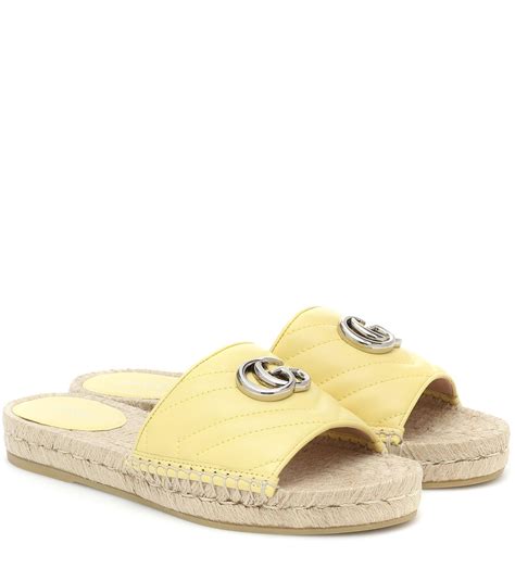 gucci pilar espadrille slide sandals|gucci espadrille wedges.